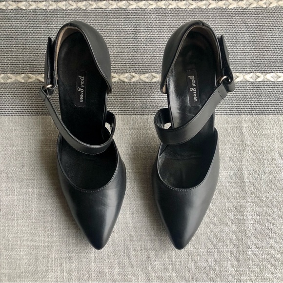 Excellent Paul Green Desire D'orsay Strappy Pumps in Black Leather, US Size 9 - Picture 7 of 8